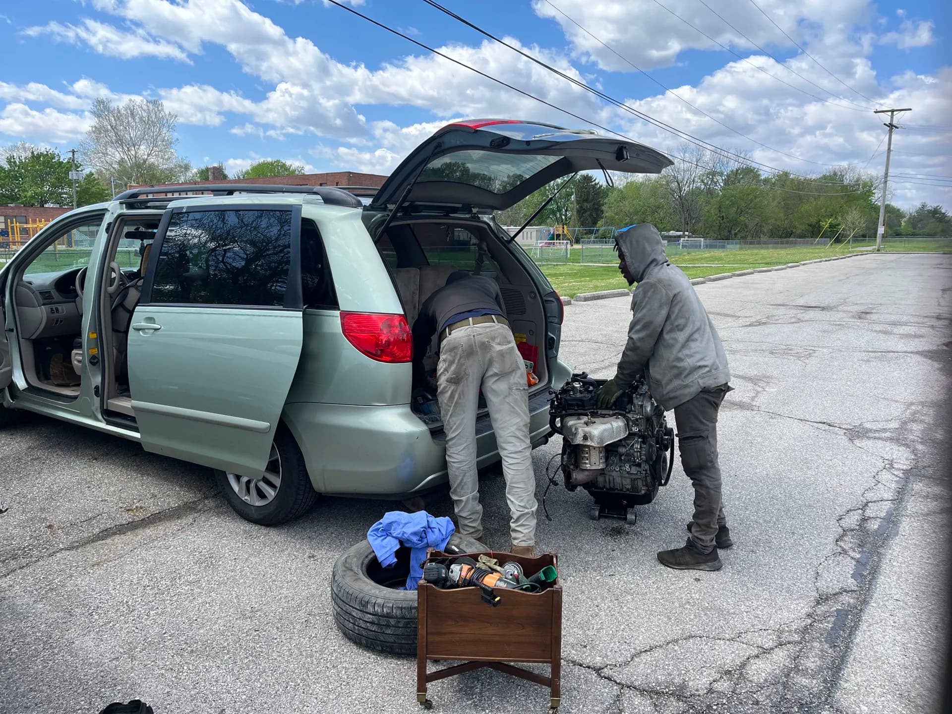 Wayne's Mobile Mechanic completing an engine repair on location near Columbus